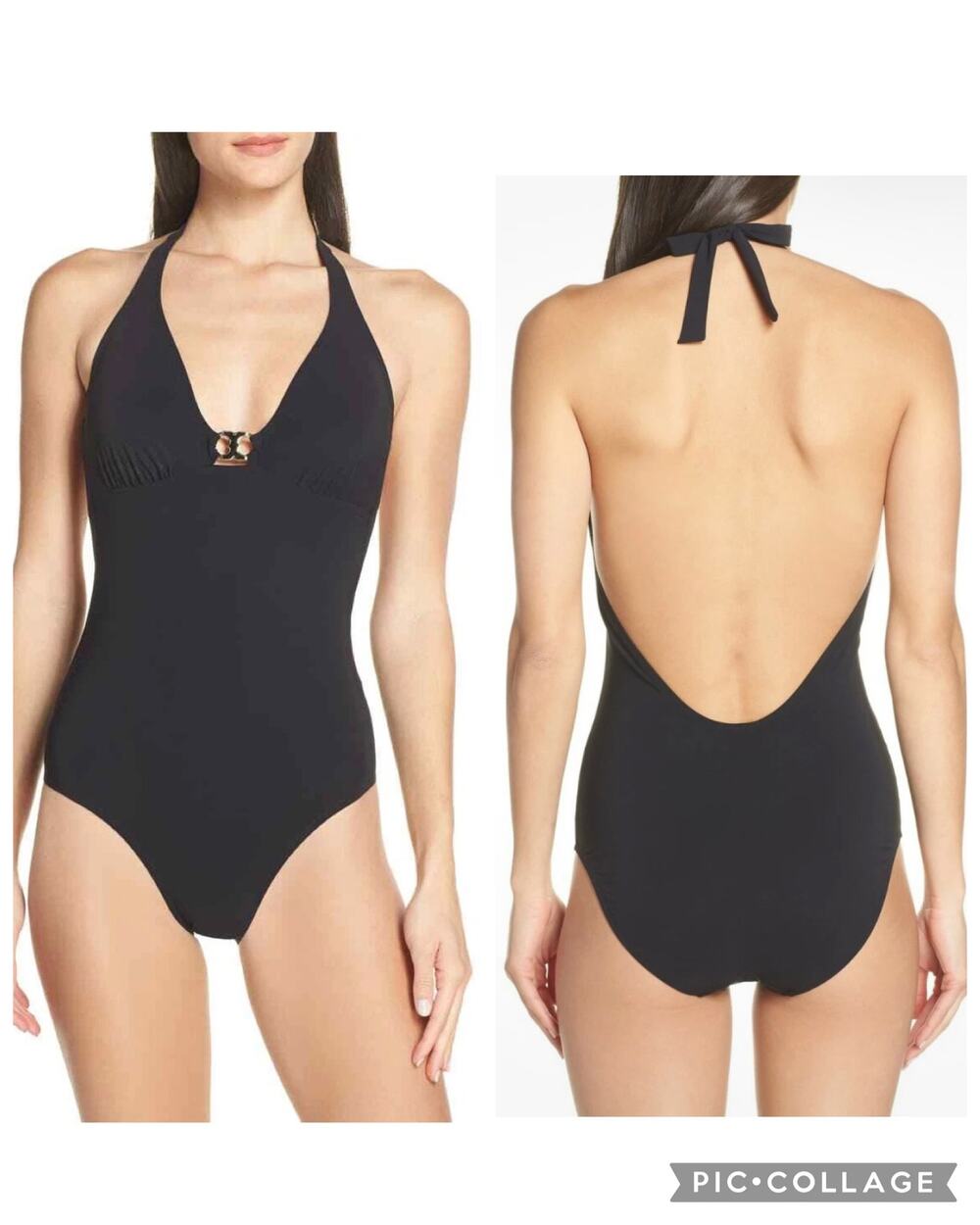 Tory Burch Gemini Link One-Piece Swimsuit in Black Size Small